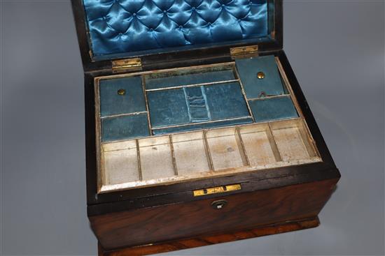 A walnut work box, height 16.5cm